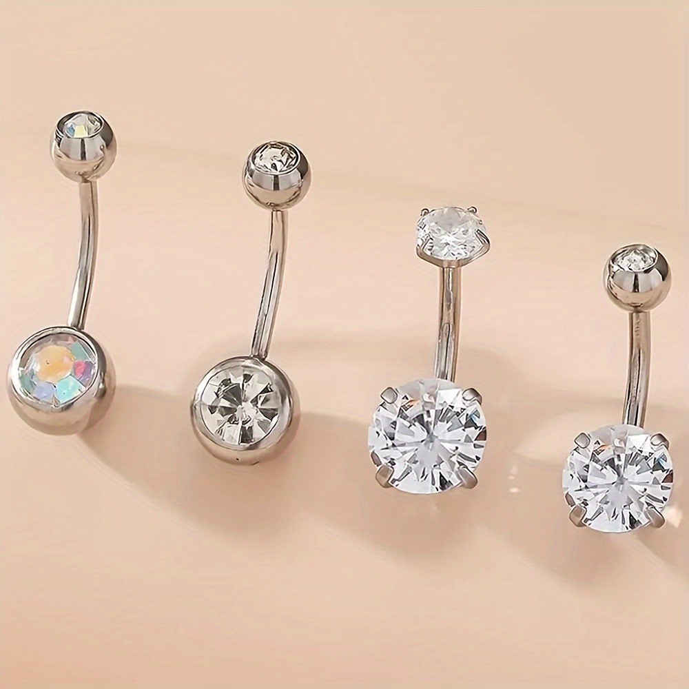 Set med 8 navelpiercingar i rostfritt stål med zirkonia_voghion.com