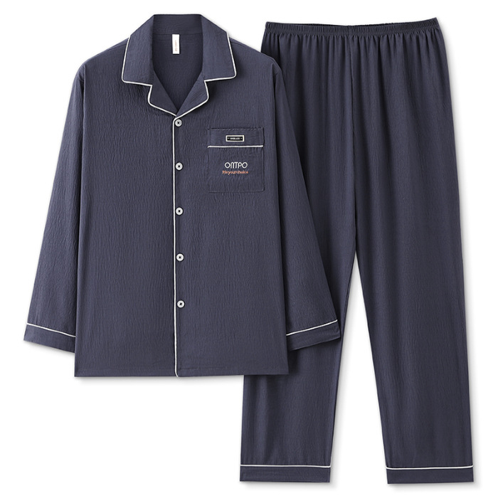 Comercio exterior transfronterizo primavera y otoño pijama de hombre nubes de algodón cardigan manga larga ocio suelto grande ropa de hogar