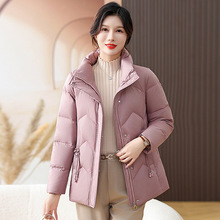 专柜90白鸭绒羽绒服女短款立领妈妈装中式洋气小个子保暖时尚外套
