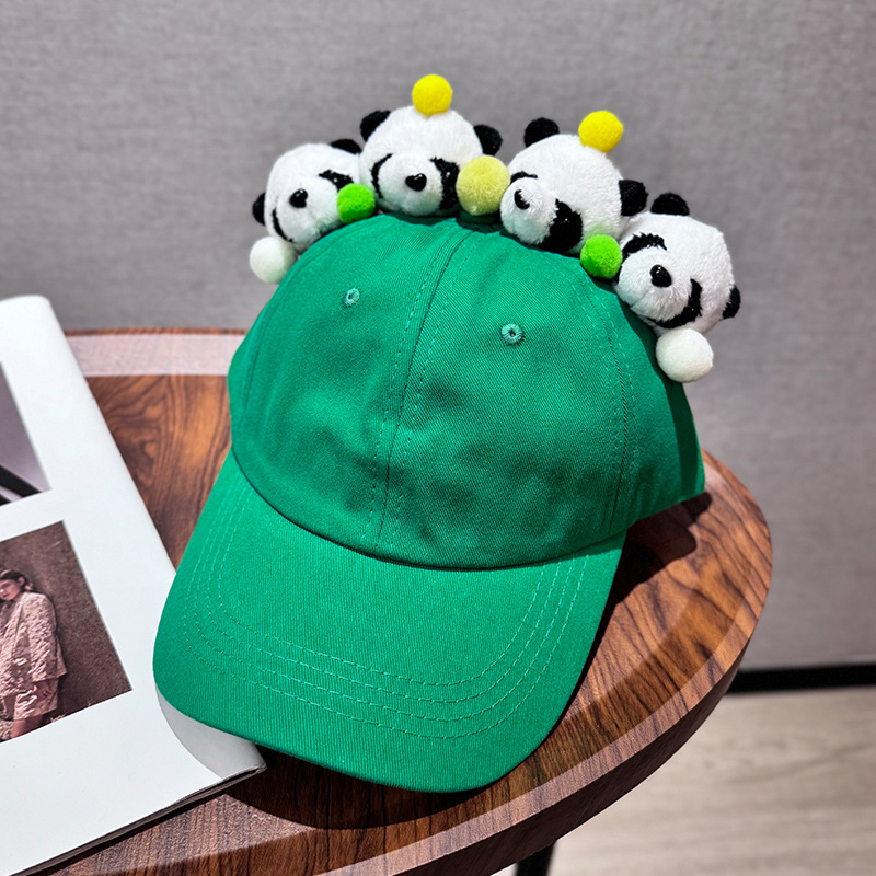 Gorra de béisbol padre-hijo de dibujos animados, diseño panda blanco y negro, algodón cómodo para niños y adultos