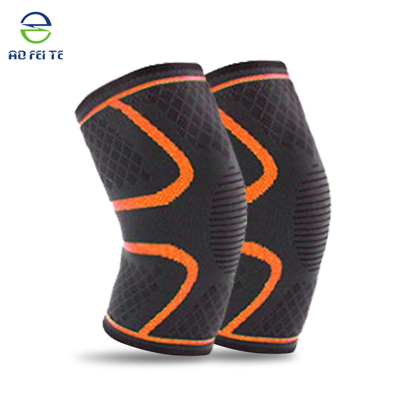 工厂批发针织弹力彩色运动护膝尼龙护腿护具篮球健身跑步护膝腿套