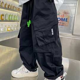 男童工装裤子春秋夏季薄款中大童秋装男孩直筒宽松阔腿街舞潮儿童