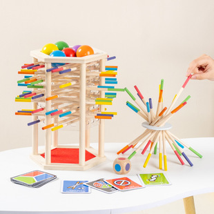 Concentration Training Baby Cross-Border Wooden Stick Leaning Tower of Pisa Building Blocks Balance Jenga Toy for Girls