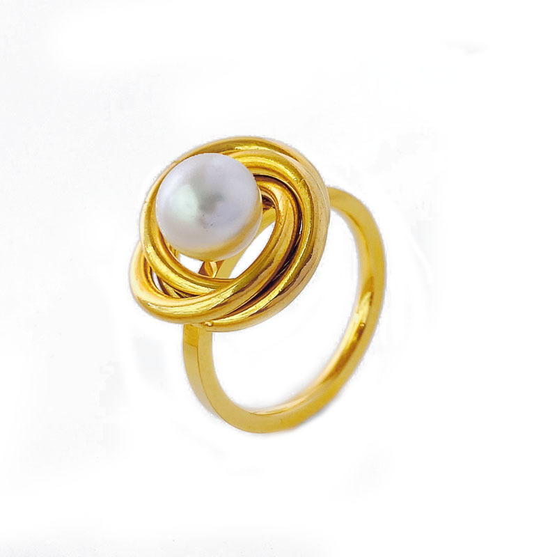 Round Pattern Women'S Gender Vacuum Plating PVD Coated Real Gold Plated 18K Gold Round 304 Stainless Steel Retro Simple Style Waterproof Non Tarnish Rings