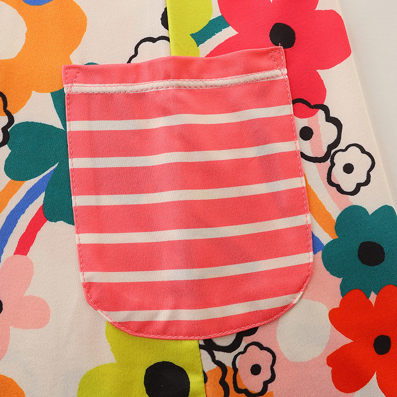 Vestido de manga corta para niñas, estilo europeo y americano, 26 nuevos modelos de verano, vestido de princesa con cuello redondo, vestido floral para niñas, dropshipping