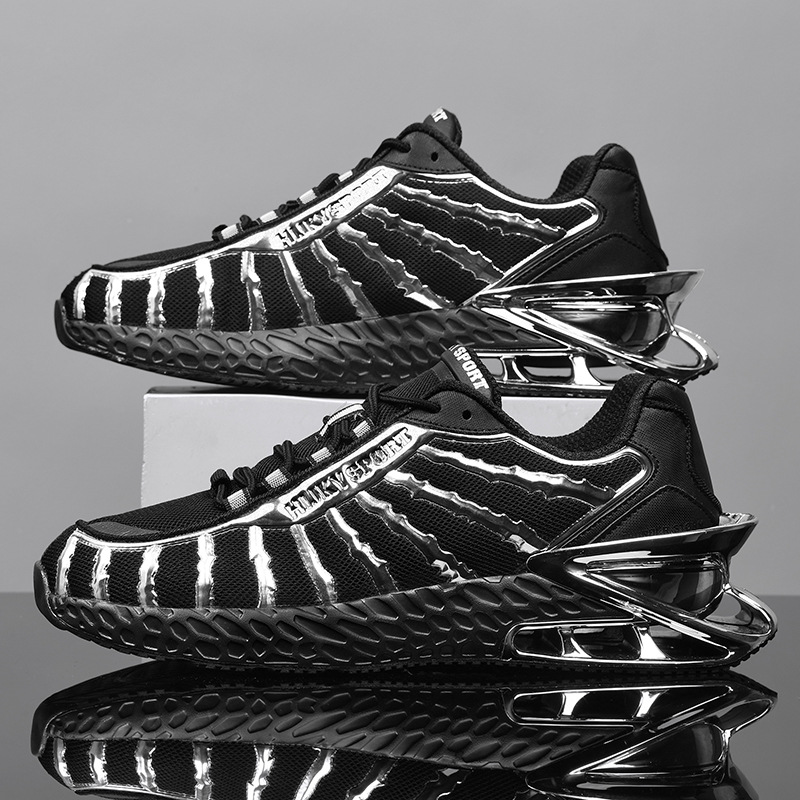 Zapatos de hombre de hoja transfronteriza otoño nuevo tejido transpirable suela gruesa elevación deportiva casuales zapatos de moda para hombre