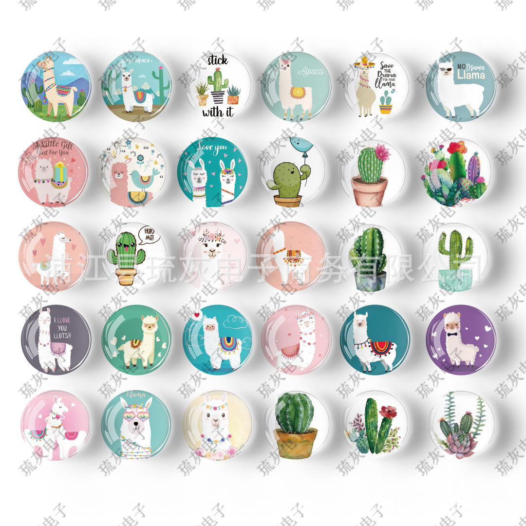 水晶玻璃冰箱贴磁力贴旅游纪念礼品羊驼系列来图可做家居装饰贴