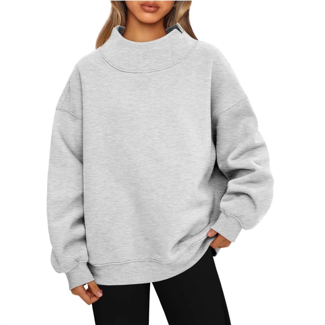 Amazon 2026 European and American Style Sweatshirt Long-Sleeved High-Neck Pullover Sweatshirt Casual Sweatshirt Fleece Top for Women