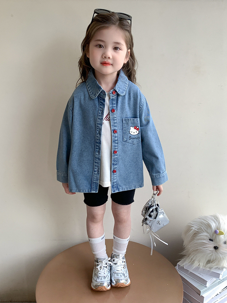 Chaqueta de vaquero de niña primavera y otoño 2025 nuevo estilo de niños estilo extranjero de moda bebé de otoño casual camisa de manga larga vestido de otoño