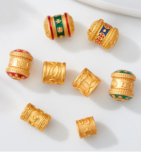 古法沙金六字真言转运珠隔珠铜钱大孔时来运转云纹手串DIY手链