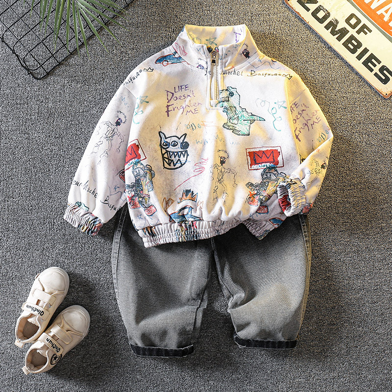 6089 Ropa para niños Traje casual para niños 2024 Primavera y otoño Nuevo estilo para niños Suéter guapo Traje de dos piezas Ropa de otoño para bebés