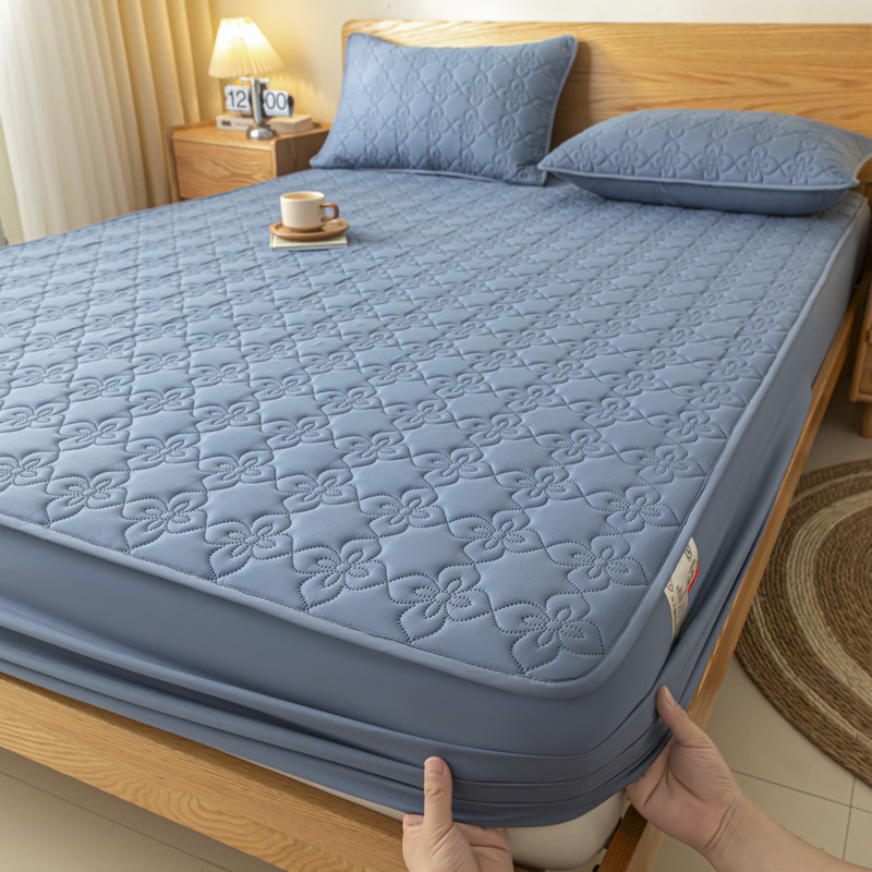 Sombrilla de cama impermeable de grado materno e infantil acolchada, cubierta de cama universal de cuatro estaciones, cubierta de cama de color sólido, cubierta de cama de belleza a prueba de polvo individual