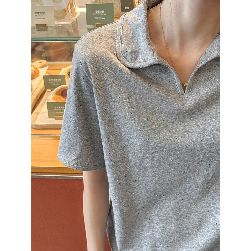 Romance and Stars~ All Draped over Your Body! Short-Sleeved T-Shirts with a Stunning Collar for Women, Available for Dropshipping