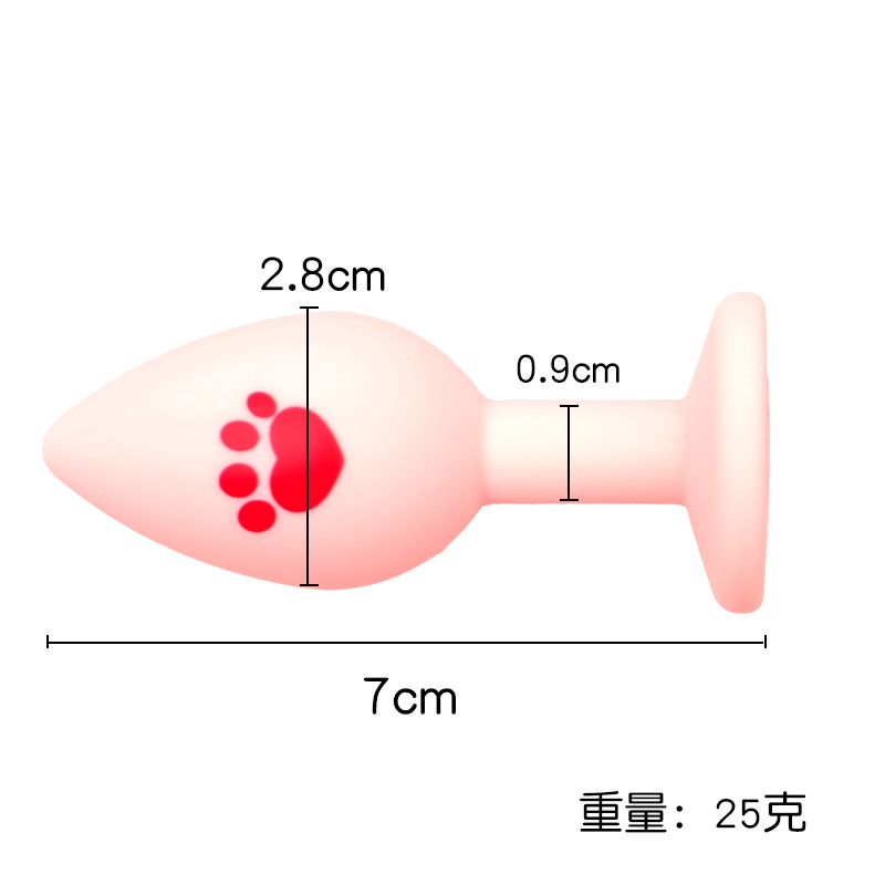 Cat Paw Silicone Anal Plug with Rhinestones, Pink Beginner-Friendly Training Toy — detail image 8