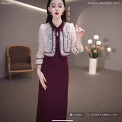 新款妈妈秋装连衣裙过膝两件套国风中老年人短袖裙子套装遮肚洋气