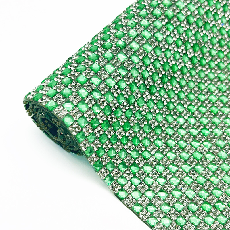 Parche de diamantes de imitación de vidrio de color brillante intermitente, adhesivo de malla de fondo, pegatina de diamantes en caliente, pegatina de diamantes decorativa de bricolaje, accesorios de ropa, pegatina de diamantes