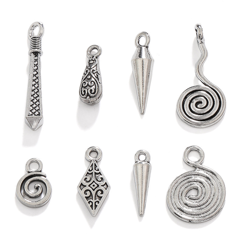 DIY Retro Zinc Alloy Jewelry Accessories Asymmetrical Water Drop Awl Vortex Pendant Factory Direct A800849