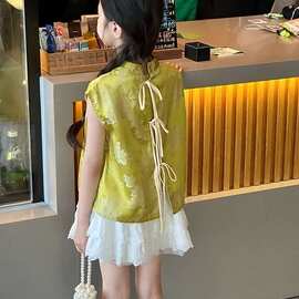 女童新中式马甲儿童国风薄款立领背心上衣夏季