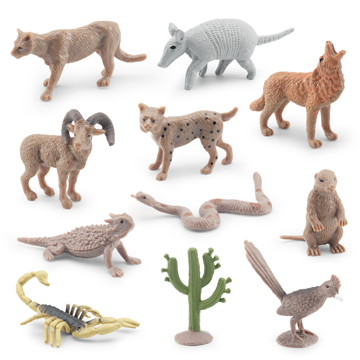 Transfronterizo simulación desierto animal modelo Cougar cascabel cactus Groundhog Coyote escorpión adornos estáticos