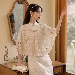 Elegant Sunscreen New Chinese Style Shawl Vintage Cardigan Chinese Style Lace Thin Cheongsam Poncho Shawl Jacket