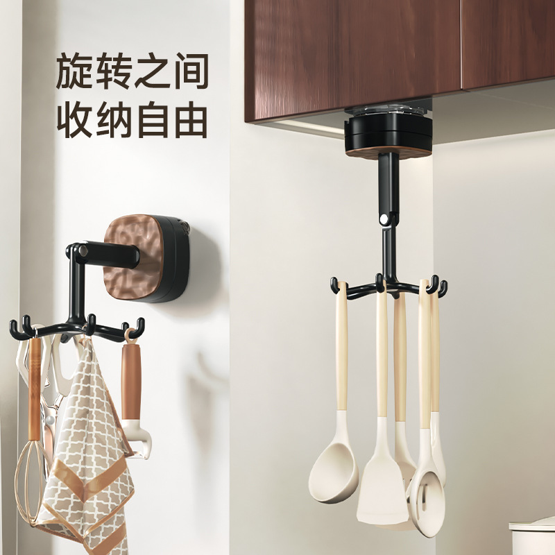吸盤回転フック多機能パンチフリー強力な痕跡のないキッチンバスルーム収納壁掛け収納ラックフック|undefined