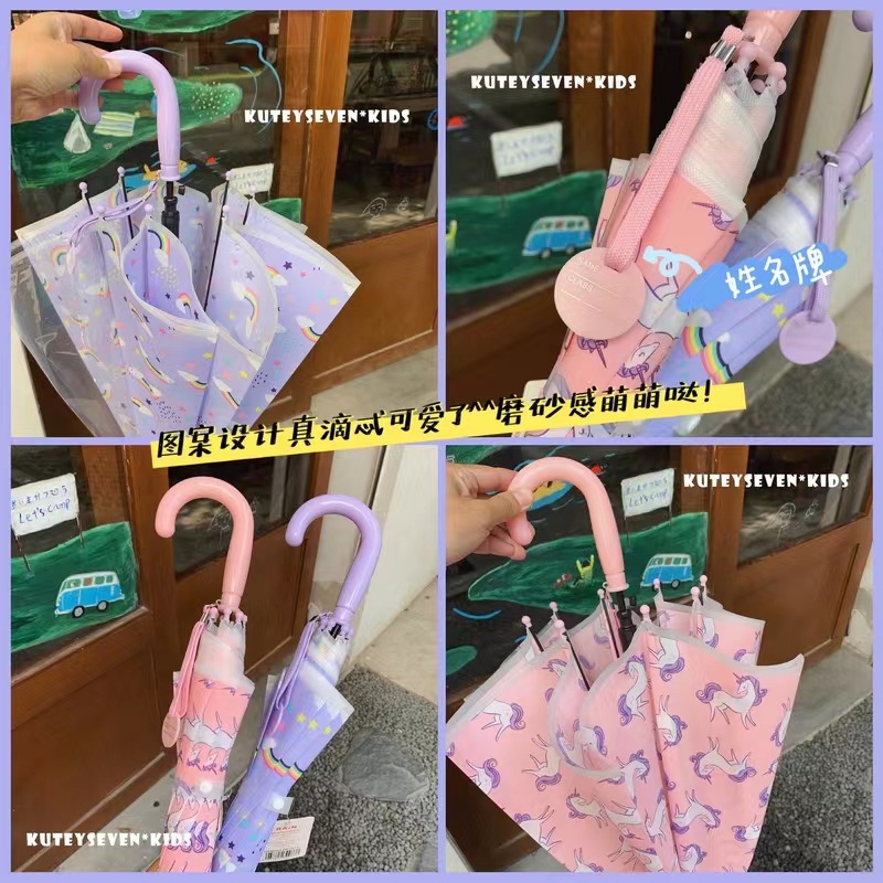 颜値超高虹透明伞ins幼稚园カラーレインボー小学生キッズ可爱い厚手长柄伞