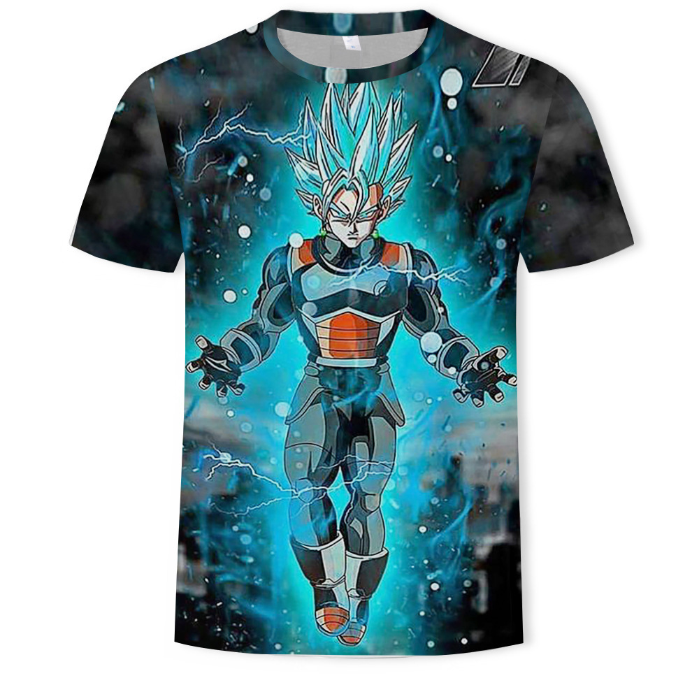 Nuevo producto AliExpress estilo explosivo tendencia super fuego anime serie Dragon Ball camiseta hombre impresión digital 3D dibujos animados europeos y americanos