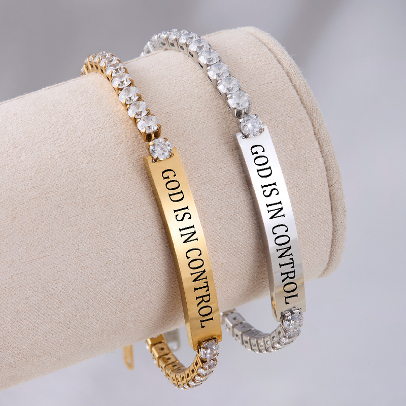 Stainless steel tennis bracelet with AAA cubic zirconia, customizable logo engraving, waterproof and colorfast, available for individual sale and dropshipping Stainless steel tennis bracelet with AAA cubic zirconia, customizable logo engraving, waterproof and colorfast, available for individual sale and dropshipping
