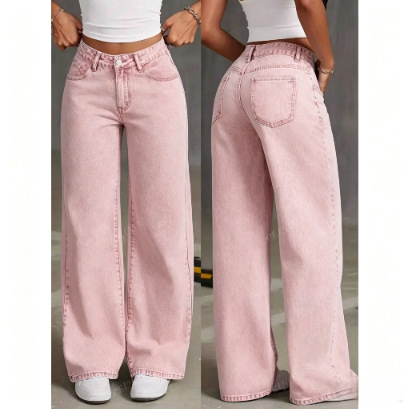 Amazon Aliexpress Hot-Selling Women's Jeans, Sweet and Spicy Style, High-Waisted, Plus-Size, Straight-Leg, Loose Casual Long Pants, Cross-Border