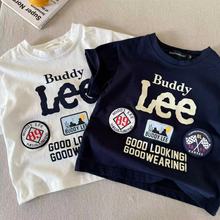 辰妈儿童短袖2025夏男女童日系潮牌字母刺绣纯棉T宝宝小童半袖T恤