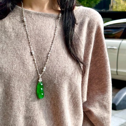 Organic sunny green emerald pendant