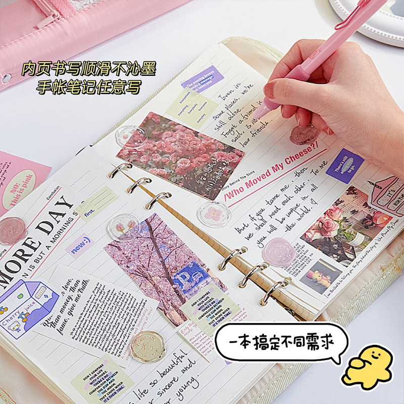 Cuaderno de cuentas de alto valor facial inswind a5 diario de chicas de secundaria secundaria cubierta de bolsas de dolor diy engrosado libro de cuentas de mano plegable