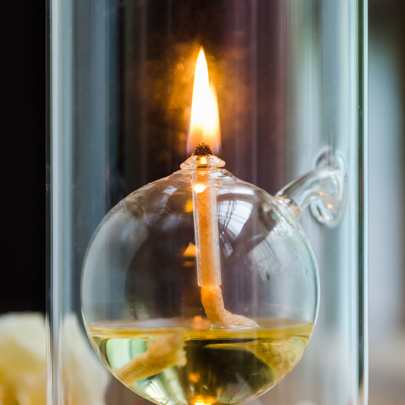 Lámpara de aceite de vidrio lámpara de boda libre de humo con velas cena romántica hotel restaurante occidental bar decoración creativa candelabro