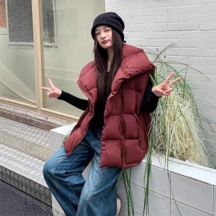 2025 Winter New Korean Dongdaemun Short down Vest Women's 90 White Duck down Vest Thickened Large Size Jacket