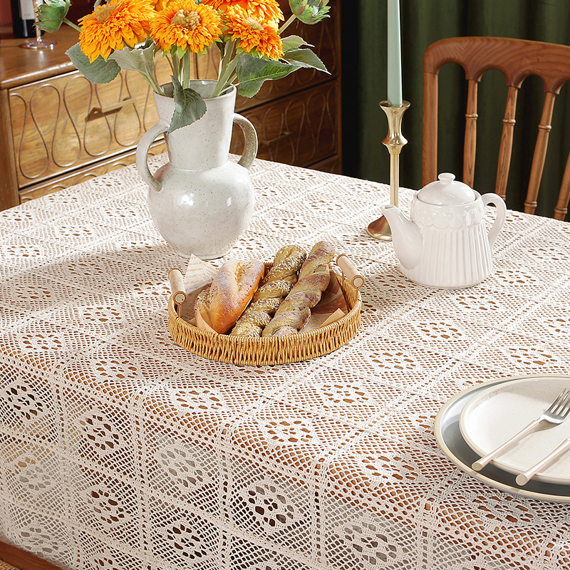 VD0A美式复古蕾丝桌布轻奢长方形餐桌垫布法式田园风茶几布小圆桌