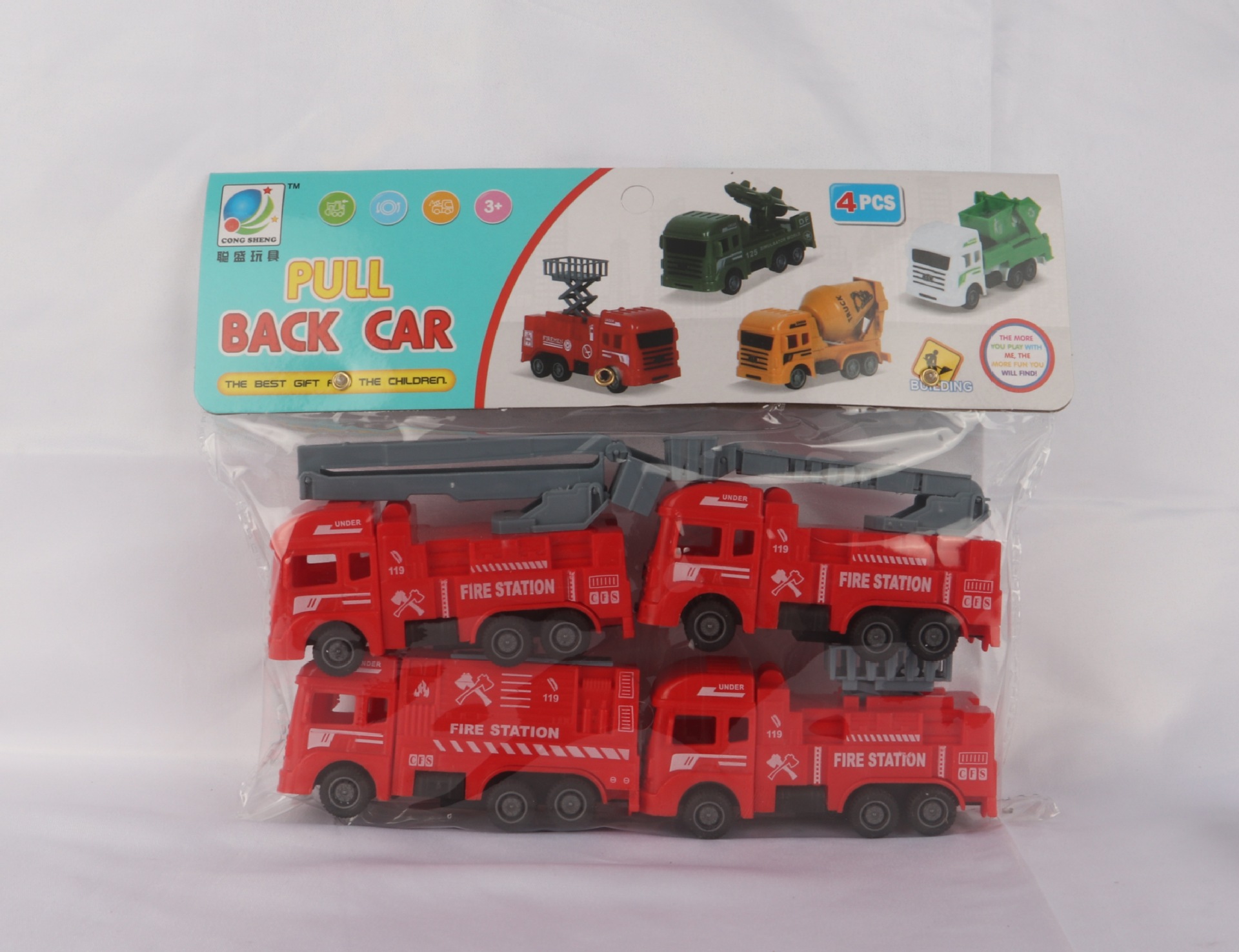 Caja de regalo de envío gratis, juego de coche de ingeniería, modelo de fuego de juguete, coche de retorno inercial, puesto de juguete para niños, regalo al por mayor