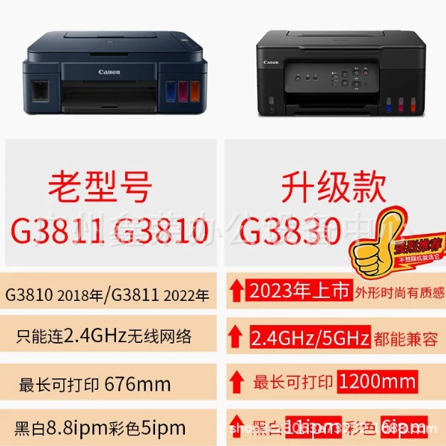 МФУ Canon G3830 с непрерывной системой заправки чернил, полноцветная печать A4, копирование и сканирование, с беспроводным дистанционным подключением через мобильный телефон