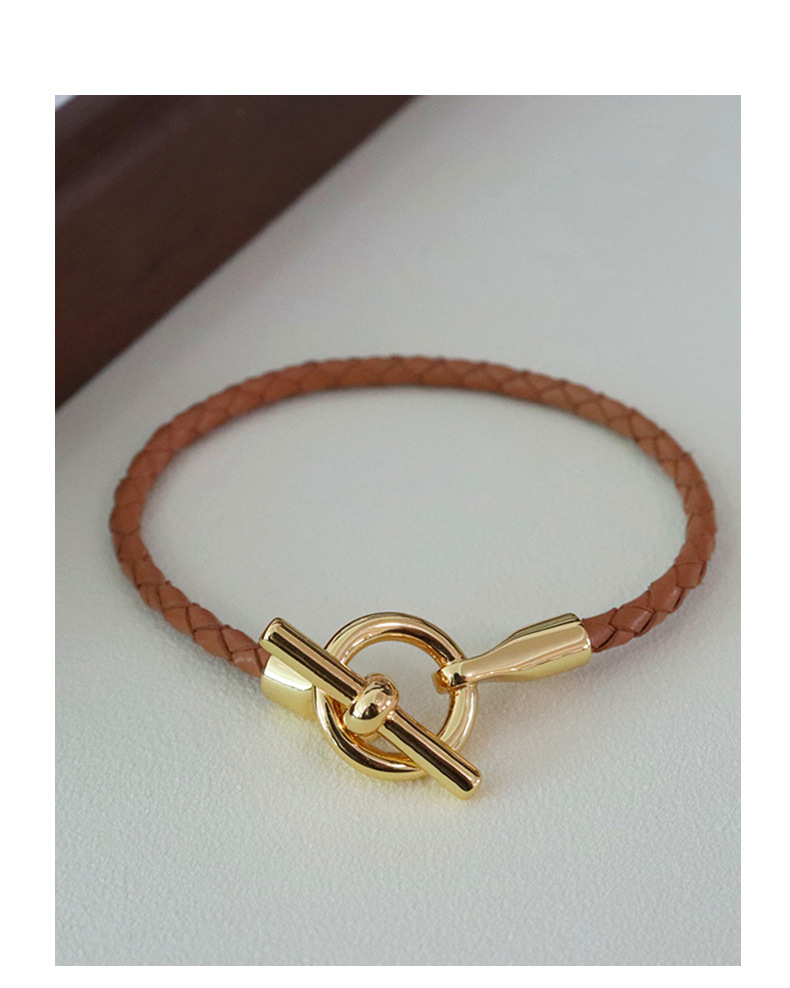 Style Simple Géométrique Faux Cuir Le Cuivre Toggle Tricot Femmes Bracelets display picture 2