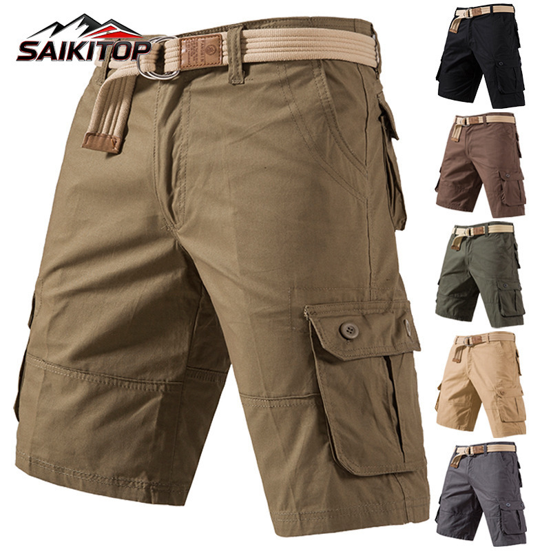 Aliexpress Hot-Selling Men's Cargo Shorts with Multiple Pockets, Casual Breathable Durable Fabric Hiking Work Pants