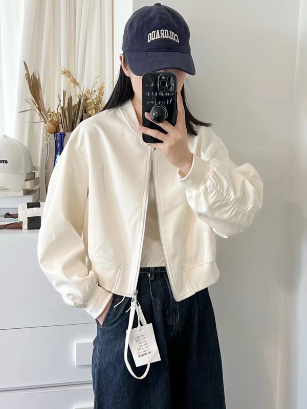 2025秋季新款韩版时尚圆领棒球服短外套女装宽松休闲百搭夹克上衣|undefined