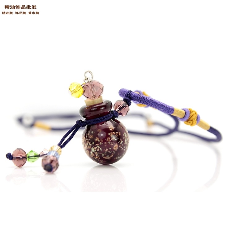 精油饰品网紫色球形夜光金沙细双扣绳项链1.jpg