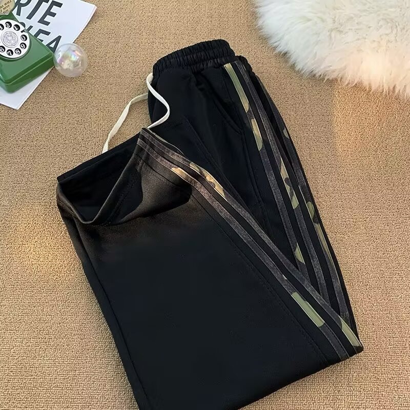 Ins americano rayado pantalones de piernas largas de color para hombres colgantes pantalones de deporte rectos sueltos pantalones casuales de calle alta