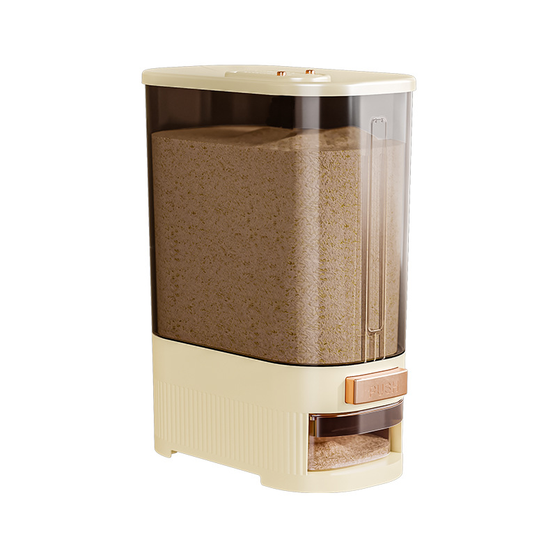 Cubo de arroz medido a presión para el hogar Cubo de almacenamiento de cocina con grietas Cubo visual de granos diversos Cubo de almacenamiento de arroz sellado de gran capacidad