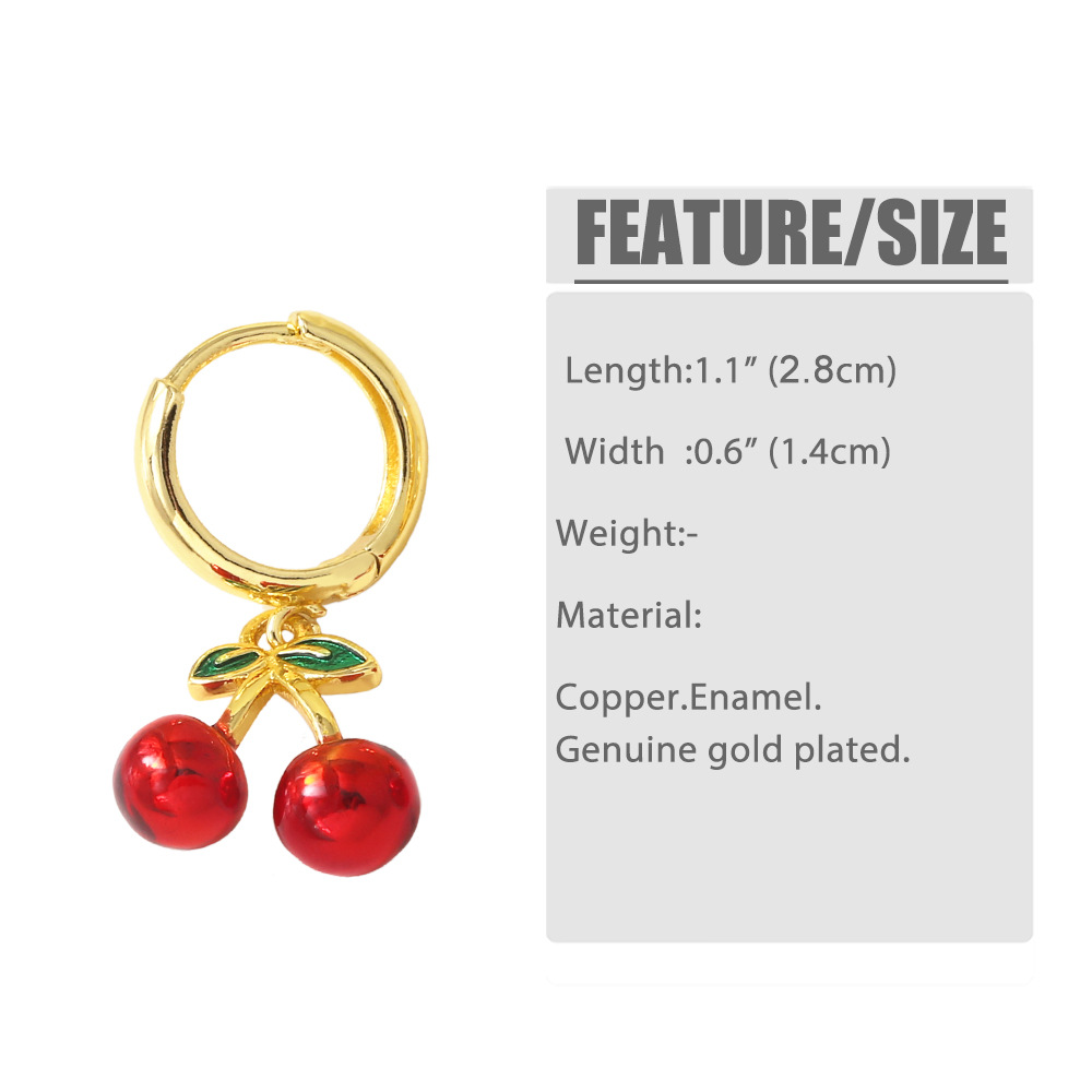 8g Weight Copper Ear Needle Material Charm Sleeper Hoop Earrings, Drop Earrings Classification 1 Pair Quantity 1 Pair Simple Style Fruit Plating Copper Drop Earrings