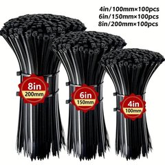 複数のサイズの黒いケーブルタイの組み合わせパック 8+6+4inch セルフロックストラップは屋内および屋外での使用に適しています