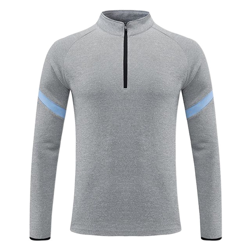Otoño transfronterizo Deportes de los hombres media cremallera soporte collar manga larga running fitness de secado rápido transpirable suelta más tamaño camiseta