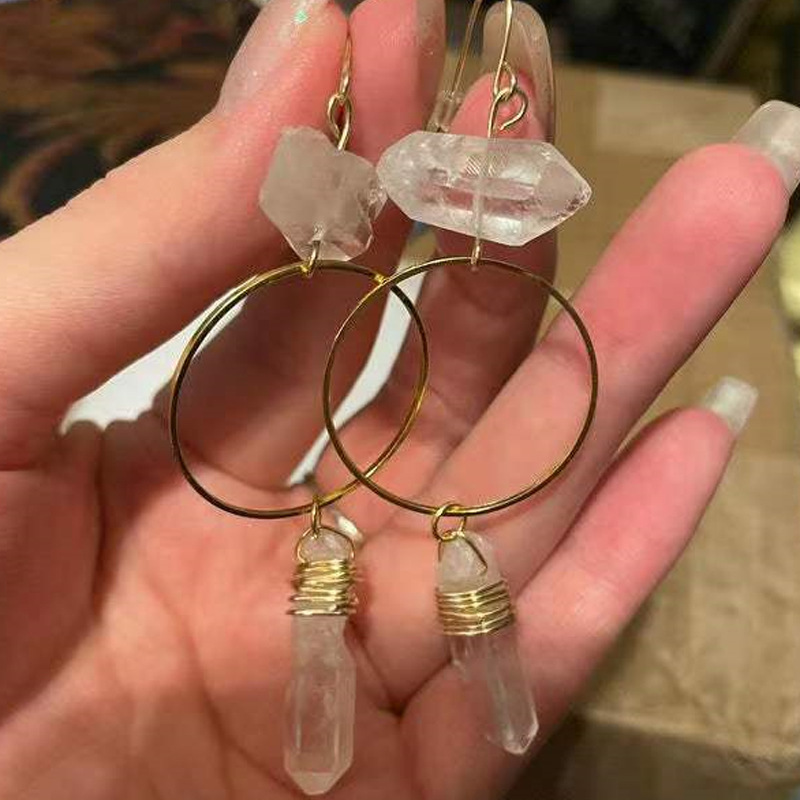 Retro Moon Crystal Handmade Drop Earrings 1 Pair