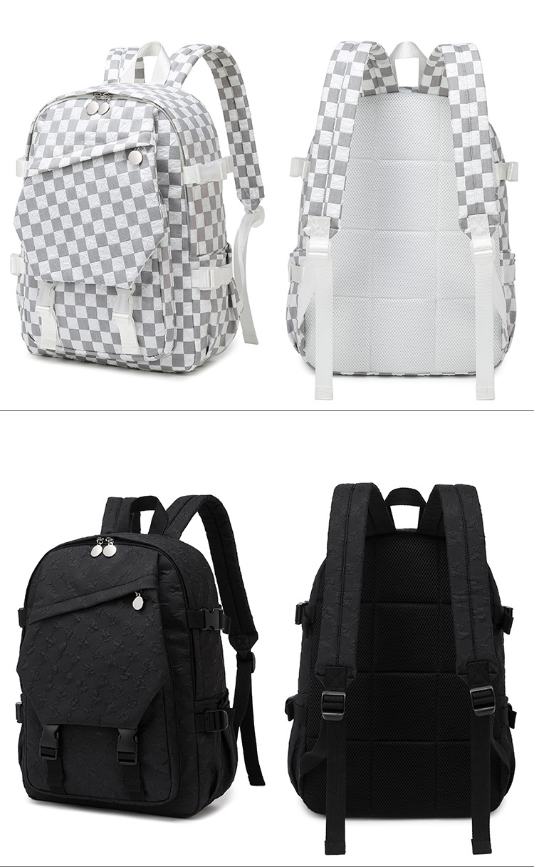 Streetwear Plaid Square Zipper Fashion Backpack display picture 3