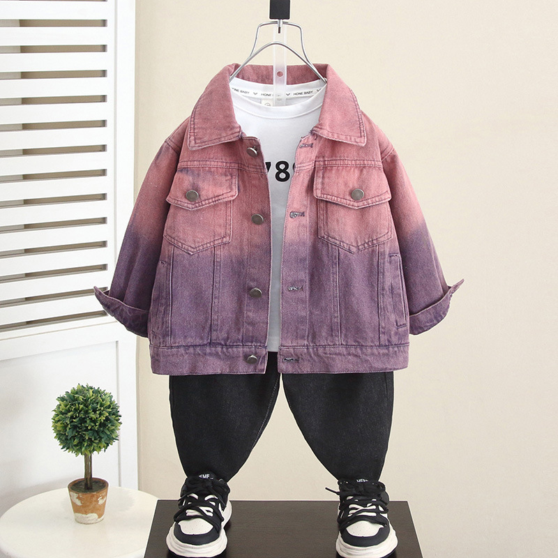 6170 Chaqueta de mezclilla para niños Chaqueta de moda para niños de otoño 2025 nuevo estilo de primavera y otoño para bebés ropa exterior fresca de moda