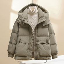 卡其色羽绒棉服女短款2025新款冬季棉袄大码加厚棉衣洋气外套